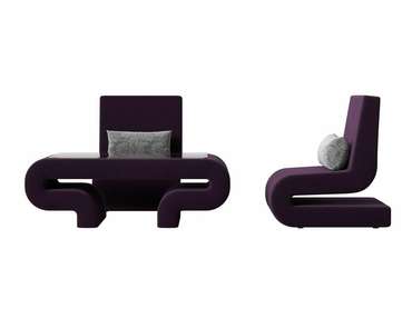 Набор мягкой мебели Волна 3 темно-фиолетового цвета