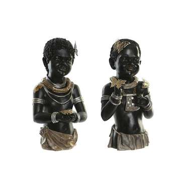 Декоративная фигура DKD Home Decor 20,5 x 18 x 35 cm Чёрный Колониальный Африканка (2 штук)
