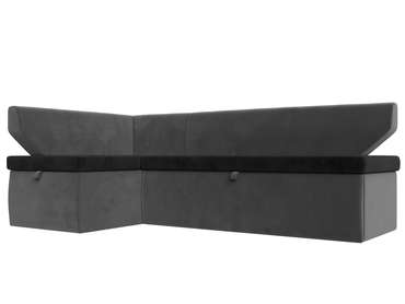 Угловой диван-кровать Омура серо-черного цвета левый угол