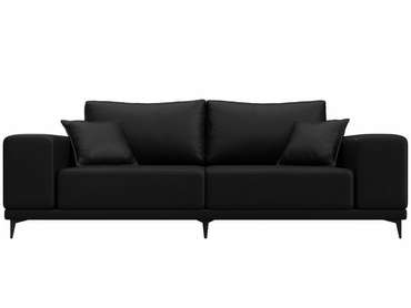 Прямой диван Льюес черного цвета (экокожа)