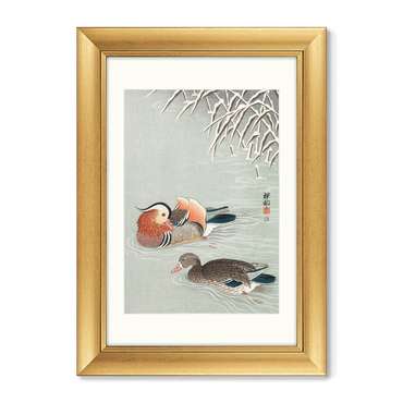Репродукция картины в раме Mandarin ducks, 1936г.
