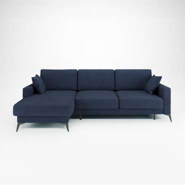 Угловой диван-кровать Наоми 2 темно-синего цвета левый