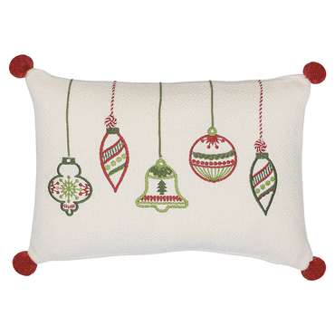 Подушка декоративная с вышивкой Christmas decorations из коллекции New Year Essential 30х45 бежевого цвета