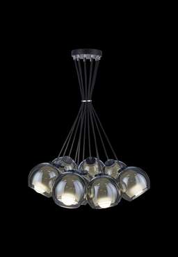 Подвесной светильник Bunch с плафонами полушар в серо-зеркальном цвете