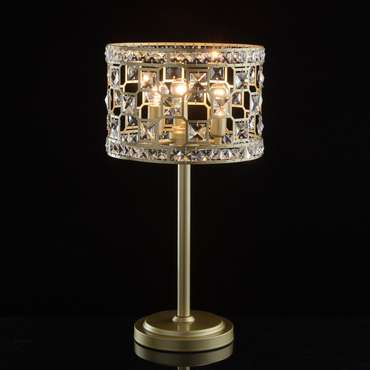  Настольная лампа Монарх с абажуром из хрусталя