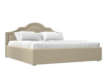 Кровать Афина 200х200 бежевого цвета с подъемным механизмом (экокожа)
