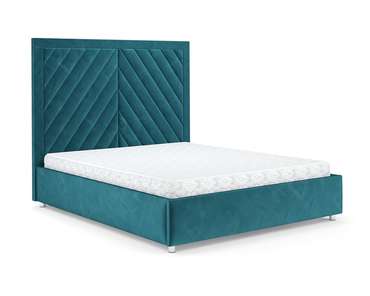Кровать Мишель 160х190 сине-зеленого цвета с подъемным механизмом (вельвет)