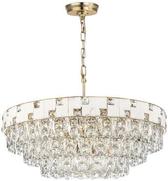 Подвесная люстра светодиодная 42 вт Odeon Light Chessi 5076/21 золото/прозрачный/белый/металл/хрусталь/алебастр E14 21*40W с подвесками