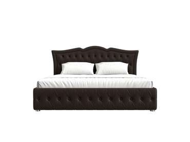 Кровать Герда 200х200 темно-коричневого цвета с подъемным механизмом (экокожа)