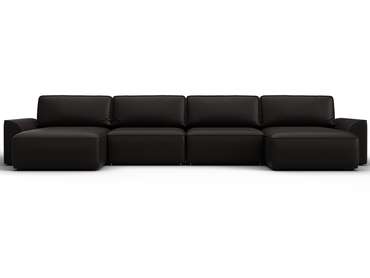 Угловой диван-кровать Лига-048 лонг темно-коричневого цвета (экокожаа)