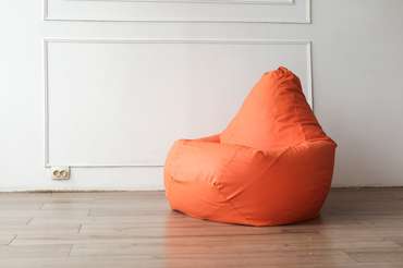 Кресло-мешок Груша L в обивке из экокожа оранжевого цвета