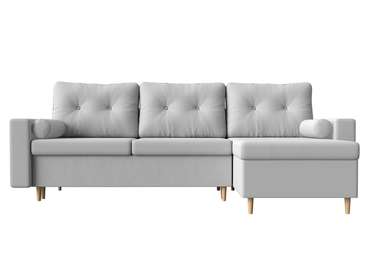 Угловой диван-кровать Белфаст белого цвета (экокожа) правый угол