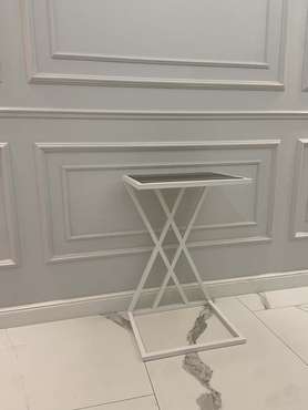 Журнальный столик "Alex" белый с зеркалом (700х350х450)