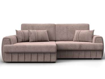 Угловой диван-кровать Лига-057 темно-бежевого цвета левый
