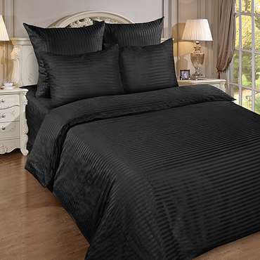 Пододеяльник 'HoReCa' 205х217, страйп-сатин, 100% хлопок, пл. 125 гр./кв. м., 'Черный'