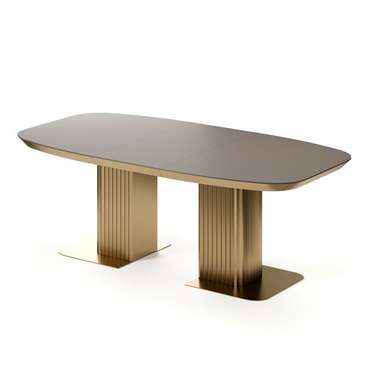 Раздвижной обеденный стол Гиртаб коричнево-золотого цвета