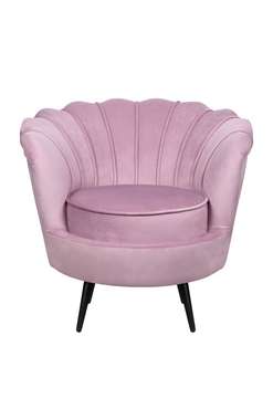 Кресло ракушка Pearl розового цвета на черных ножках