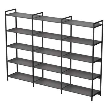 Стеллаж 10ССТ.5.800 средний тройной 5 полок темно-серого цвета