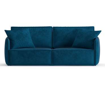 Диван-кровать из рогожки Лортон синего цвета
