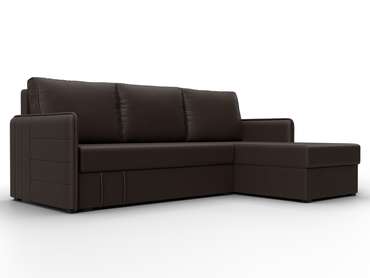 Угловой диван-кровать Слим коричневого цвета (экокожа) правый угол