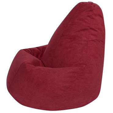 Кресло Мешок Груша XL в обивке из велюра бордового цвета 