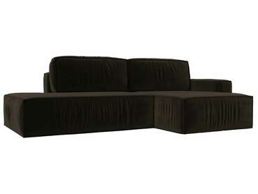Угловой диван-кровать Прага модерн коричневого цвета правый угол