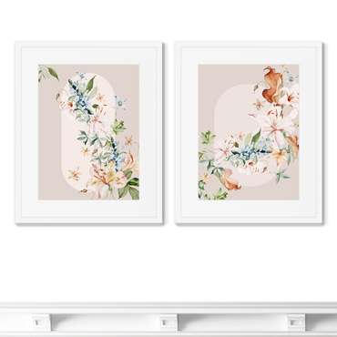 Набор из 2-х репродукций картин в раме Floral set in pale shades, No11