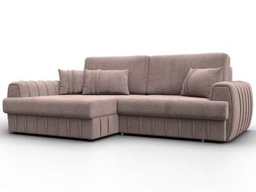 Угловой диван-кровать Лига-057 темно-бежевого цвета левый