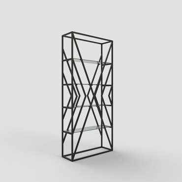 Стеллаж "Marsel" черный с прозрачным стеклом (2000х900х300)