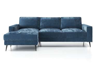 Угловой диван-кровать Мэдисон с оттоманкой синего цвета