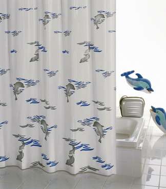 Штора для ванных комнат Delphin синий/голубой