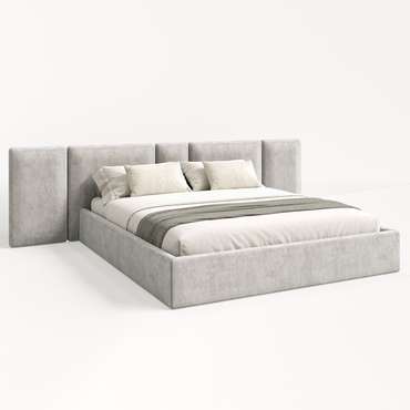 Кровать Optima Decoreo 160х200 светло-серого цвета с мягкими панелями и подъемным механизмом 