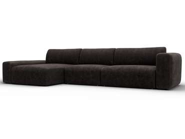 Угловой диван-кровать Лига-066 темно-коричневого цвета левый