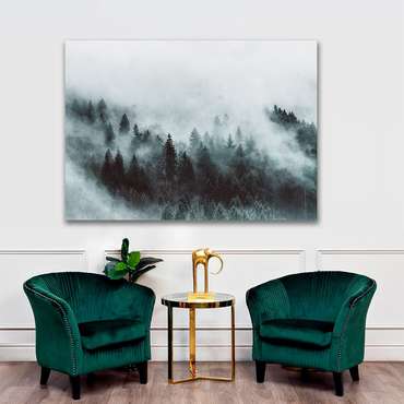 Картина на холсте Зимний лес в тумане 50х70 см