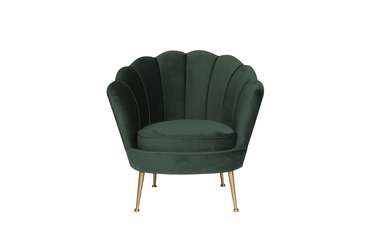 Кресло в обивке из велюра зеленого цвета