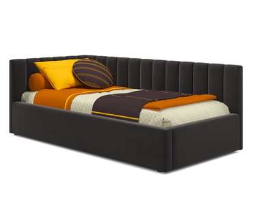 Кровать Milena 90х200 темно-коричневого цвета с подъемным механизмом и матрасом