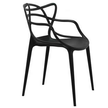 Набор из шести стульев черного цвета с подлокотниками