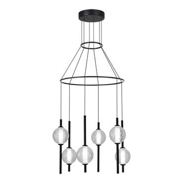 Светильник подвесной ST-Luce Черный/Прозрачное кракелированное стекло LED 6*8,5W 3000K PEEK