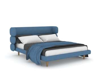 Кровать Бабл 160х200 синего цвета без подъемного механизма