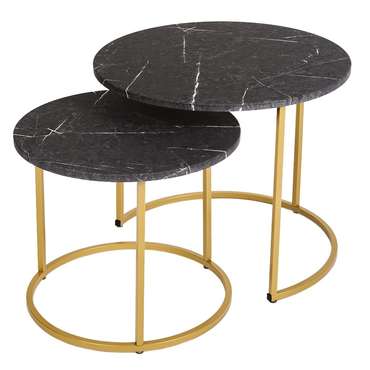 Набор из двух журнальных столиков МеталлАрт М001 черно-золотого цвета