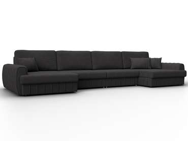 Угловой диван-кровать Лига 057 Лонг темно-коричневого цвета (замша)