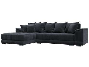 Угловой диван-кровать НордСтар в обивке из велюра темно-серого цвета левый