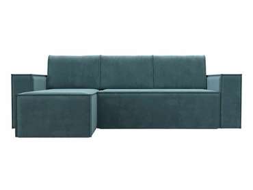 Угловой диван-кровать Куба бирюзового цвета левый угол