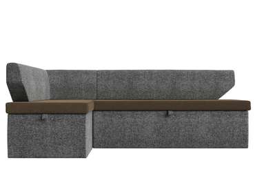 Угловой диван-кровать Омура серо-коричневого цвета левый угол