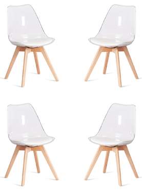 Комплект из четырех стульев Tulip прозрачного цвета