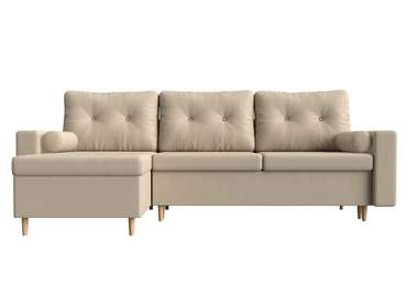 Угловой диван-кровать Белфаст бежевого цвета (экокожа) левый угол