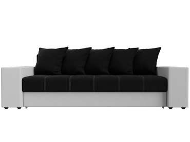 Прямой диван-кровать Дубай черно-белого цвета (ткань/экокожа) 