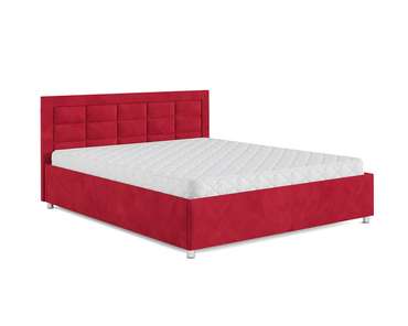 Кровать Версаль 140х190 красного цвета с подъемным механизмом (микровельвет)