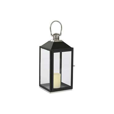 Фонарь Home ESPRIT Чёрный Серебристый Стеклянный Сталь 18 x 18 x 41 cm (2 Предметы)