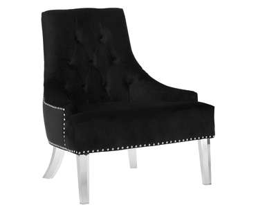 Кресло черного цвета на серебряных ножках